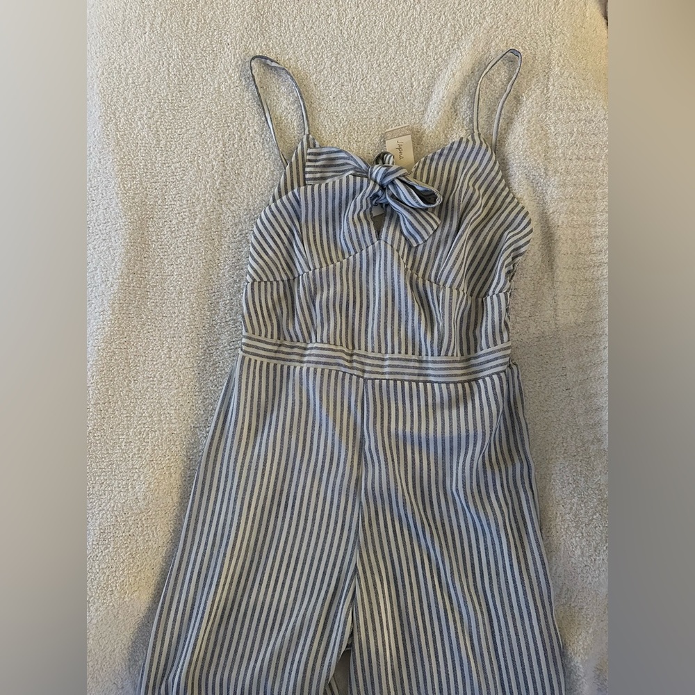 stripped women’s jumpsuit with tie front